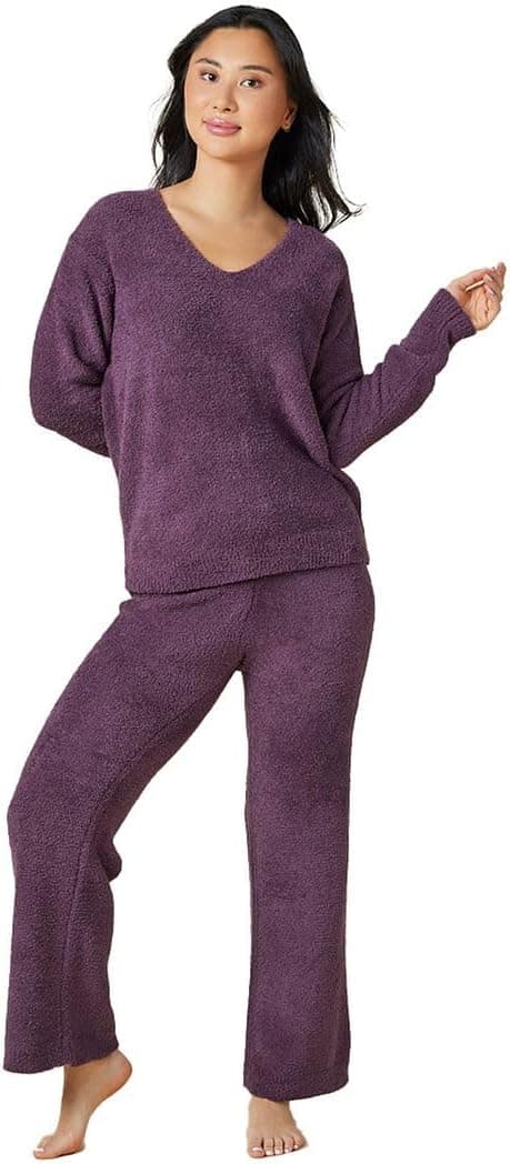 Softies Ultra-Soft Solid Marshmallow V-Neck Lounge Set for Women