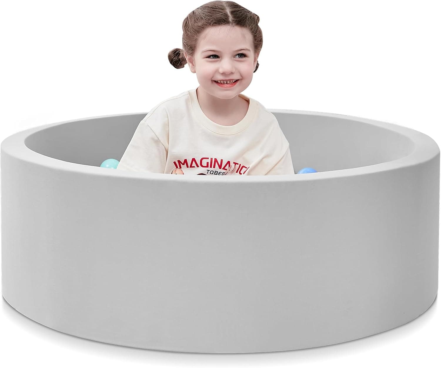 Foam Ball Pit, 35.4"x 11.8" Ball Pits for Toddlers, Soft Round Kiddie Baby Playpen Ball Pool for Kids, Ideal Gift for Babies Indoor and Outdoor Game, Grey, (Balls not Included)