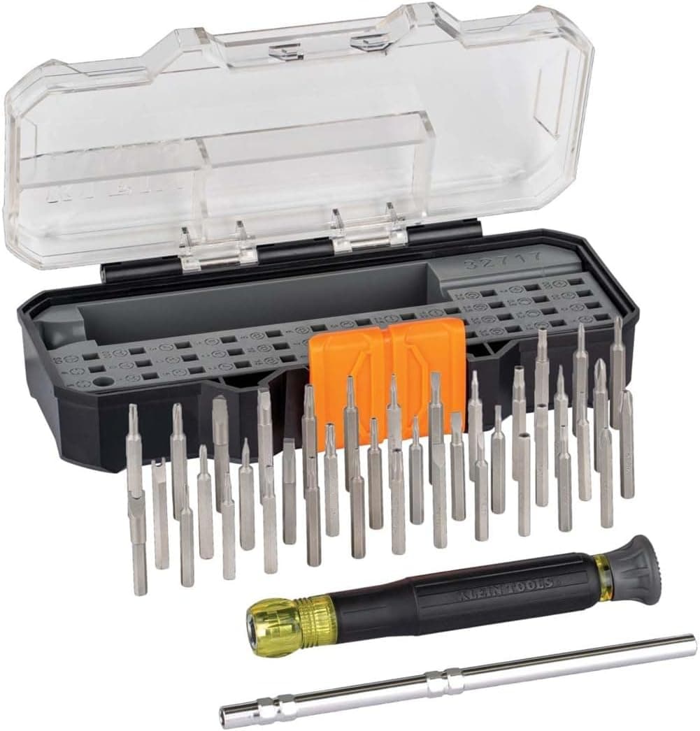 Klein Tools 32717 Precision Screwdriver Set with Case, All-in-One Multi-Function Repair Tool Kit Includes 39 Bits for Apple Products