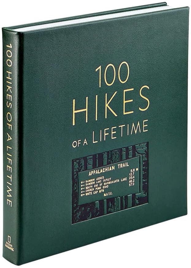 Graphic Image 100 Hikes of A Lifetime - Stunning Imagery, Practical Tips, and Suggested Itineraries, Handbound In Green Bonded Leather Hardcover - Made In The USA (8.75 x 8.75 - 400 Pages)