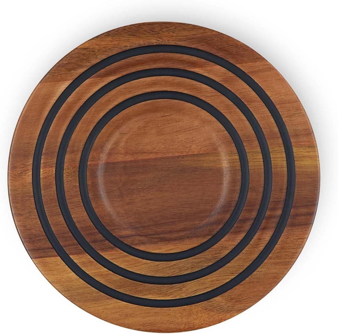 Le Creuset Magnetic Wooden Trivet, Acacia Wood with Black Silicone Rings