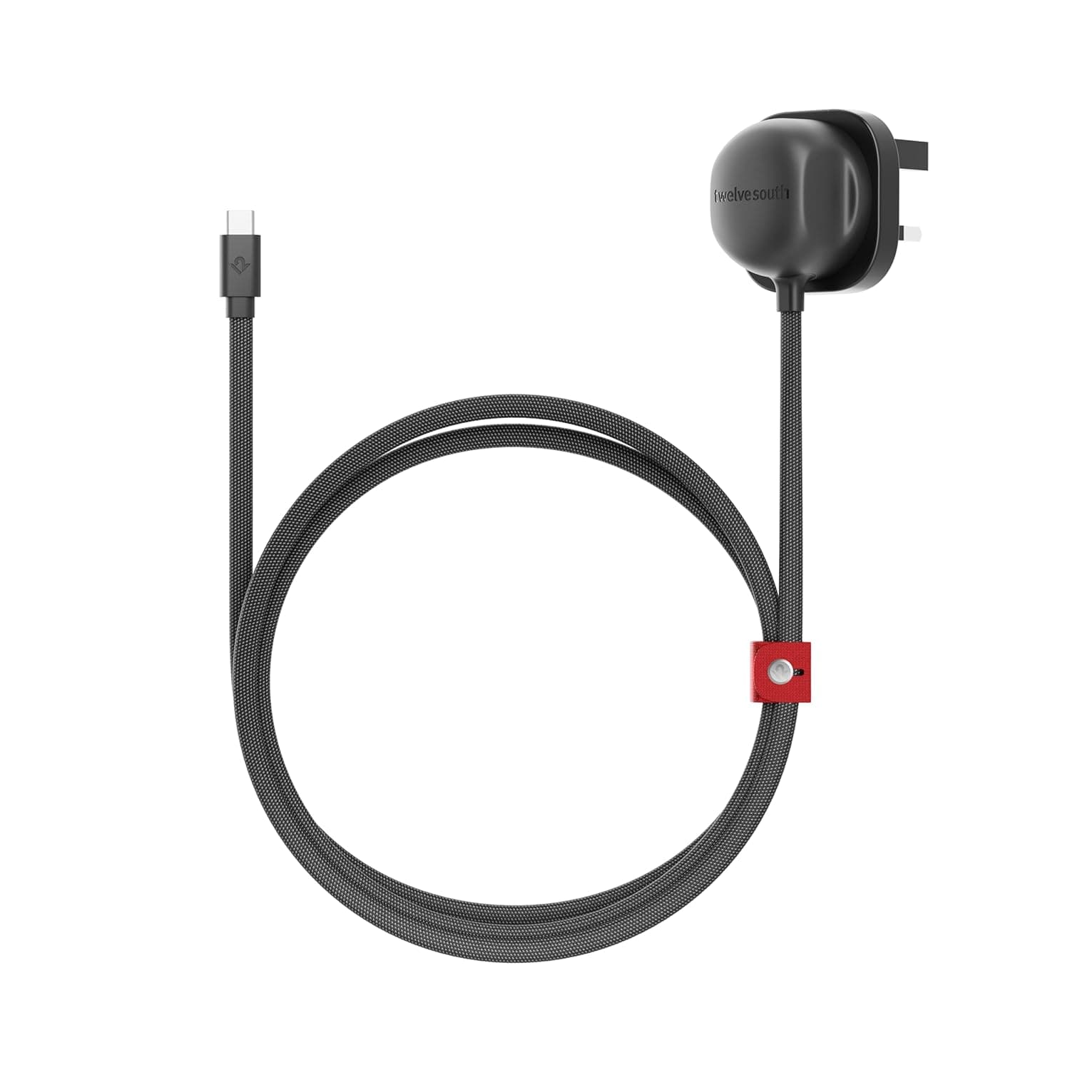 Twelve South PowerCord All-in-One 30W USB-C Fast Charger with US– 4 ft Charging Cable + Wall Adapter Block for USB-C PD 3.0 for iPhone, iPad, Samsung, MacBook Air, and More, Slate