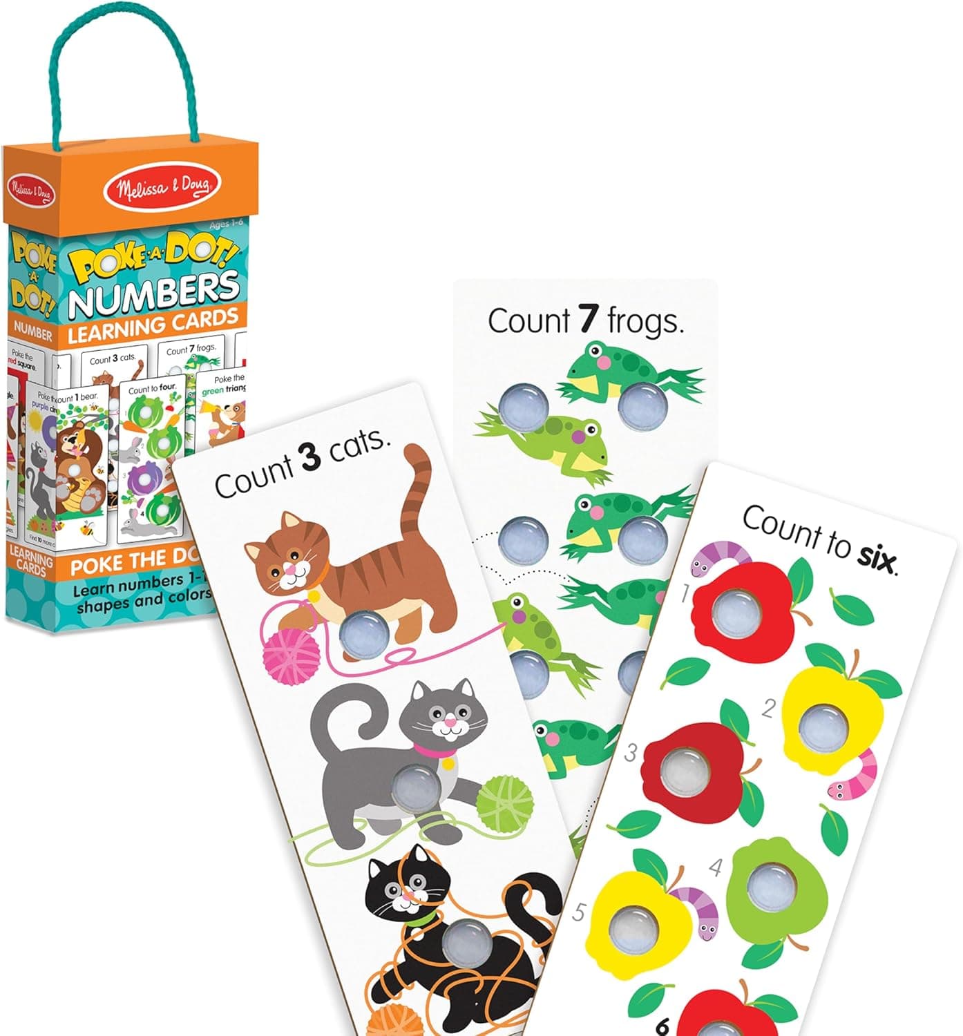 Melissa & Doug Poke-A-Dot Jumbo Number Learning Cards - 13 Double-Sided Numbers, Shapes, and Colors with Buttons to Pop - Poke A Dot Book Oversized Interactive Learning Activity Cards For Kids