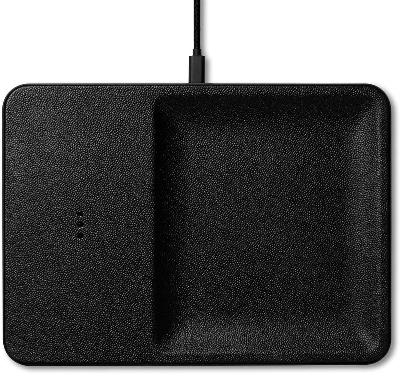 Courant Catch:3 Classics - Italian Leather Wireless Charging Station and Valet Tray (Black) - Compatible with iPhone 16, 15, 14, 13, 12, 11, Galaxy S24, S23, S22, S21, S20, Note, AirPods, AirPods Pro