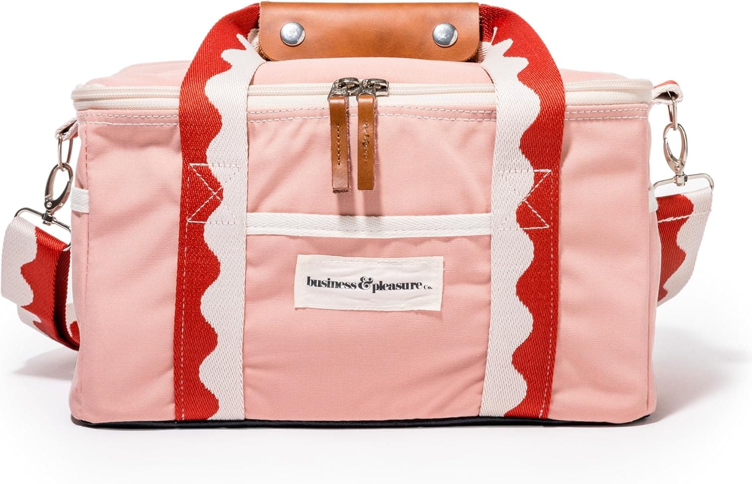 Business & Pleasure Co. Premium Cooler Bag - 14L Vintage Lunch Bag for Beach Days & Picnics - Insulated Leakproof Lining - Rivie Pink