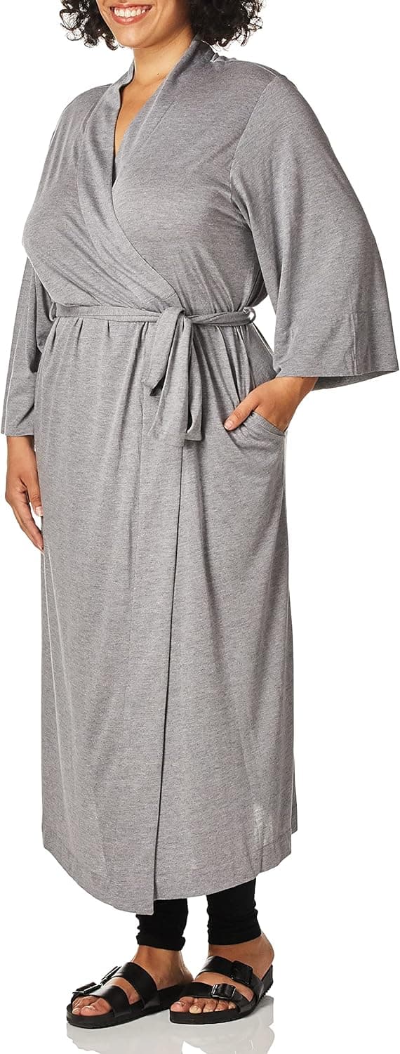 Natori Shangri La Long Robe with Kimono Sleeves, Bathrobe for Women