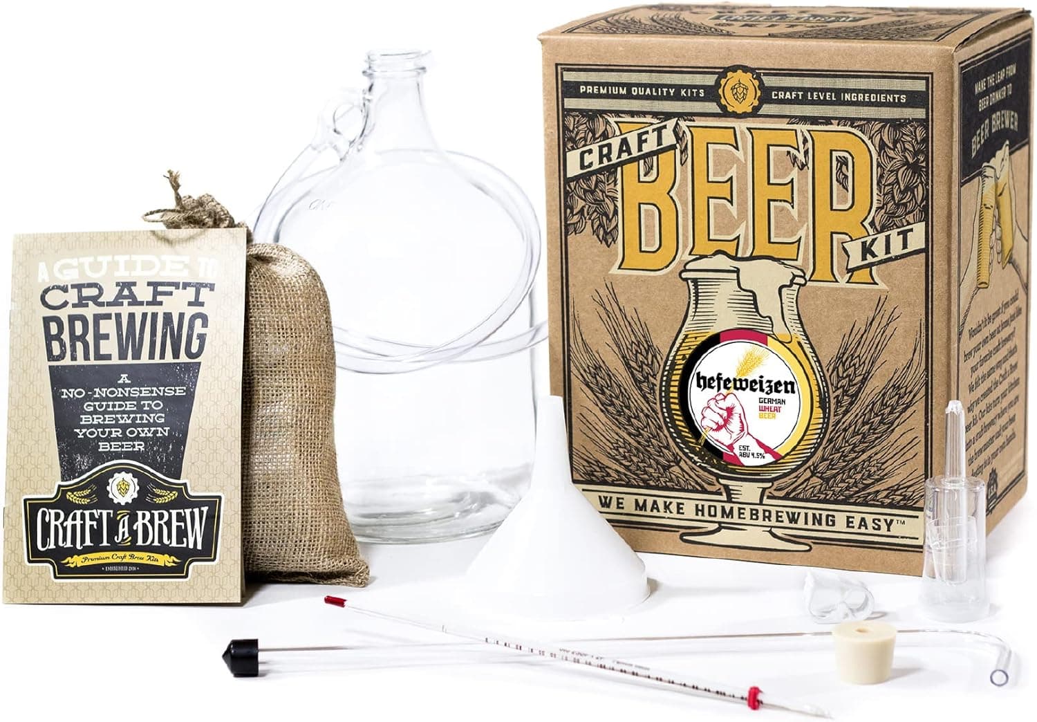 Craft A Brew - Hefeweizen - Beer Making Kit - Make Your Own Craft Beer - Complete Equipment and Supplies - Starter Home Brewing Kit - 1 Gallon