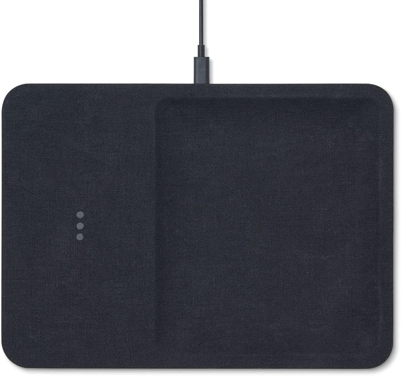 COURANT Catch:3 Belgian Linen Wireless Charging Station and Valet Tray (Charcoal) - Compatible with iPhone 16, 15, 14, 13, 12, 11, X, SE, Galaxy S24, S23, S22, S21, S20, Note, AirPods/Pro