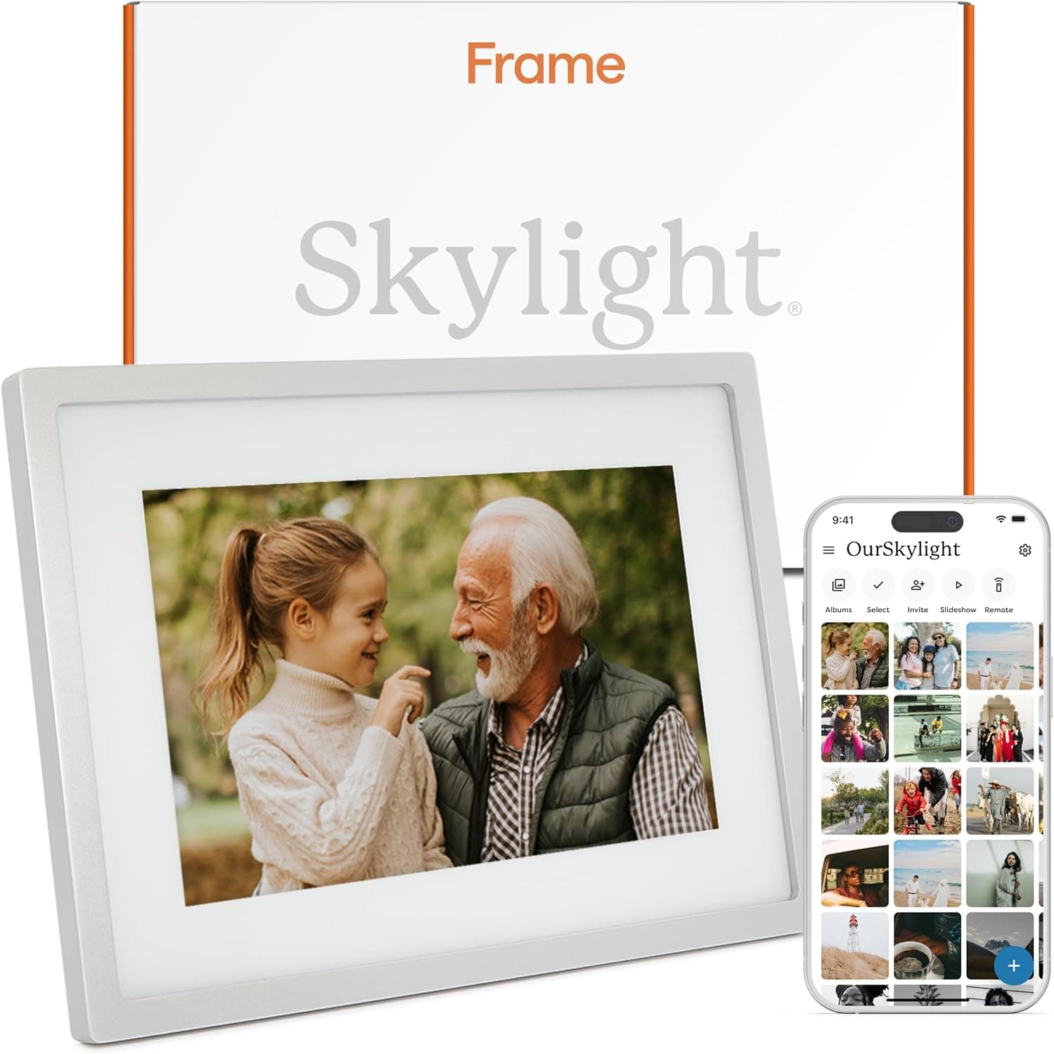 Skylight Digital Picture Frame - WiFi Enabled with Load from Phone Capability, Touch Screen Digital Photo Frame Display - Customizable Gift for Friends and Family - 10 Inch Silver
